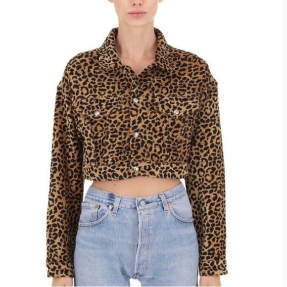 RE DONE cheetah leopard print cropped button front jacket size small - Picture 10 of 10